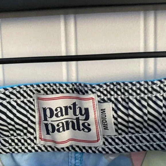 Party Pants Men’s Neon Blue Super Star Fish Swim Trunks Board Shorts Medium - Picture 6 of 12